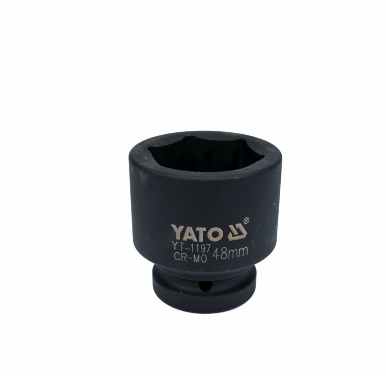 თავაკი YATO YT-1197 48 მმ, 1" შავი CrMo – მძლავრი თავაკი მძიმე ქანჩებისთვის ინდუსტრიულ გარემოში სურათი
