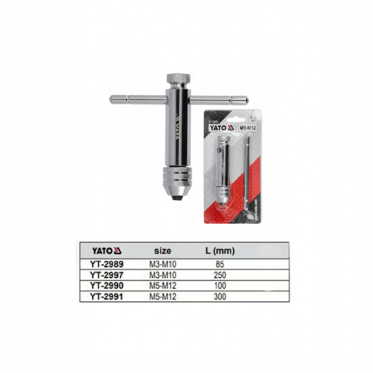 მეჩიკის დამჭერი YATO YT-2991 M5–M12 – გამძლე და კომფორტული ინსტრუმენტი შიდა რეზბის ზუსტი ჭრისთვის სურათი