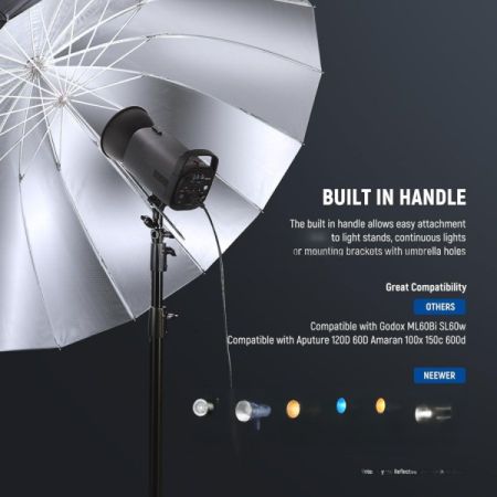 NEEWER 165Cm Silver Parabolic Reflective Umbrella ქოლგა სურათი
