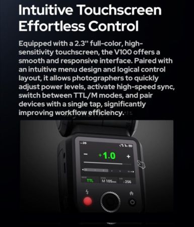 GODOX V100 C ფლეშ განათება ქენონის კამერებისთვის სურათი