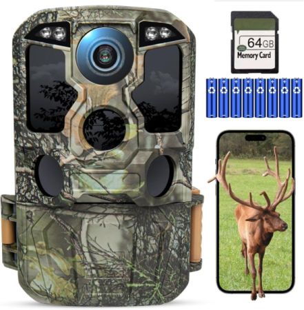 KJK Trail Camera WIFI 8K 84MP + 64GB SD - ვიდეო ხაფანგი. სურათი