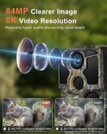 KJK Trail Camera WIFI 8K 84MP + 64GB SD - ვიდეო ხაფანგი. სურათი