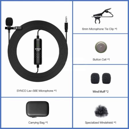 SYNCO-ს Lavalier Mic, Lav S6E ომნიდირექციული კონდენსატორული სურათი