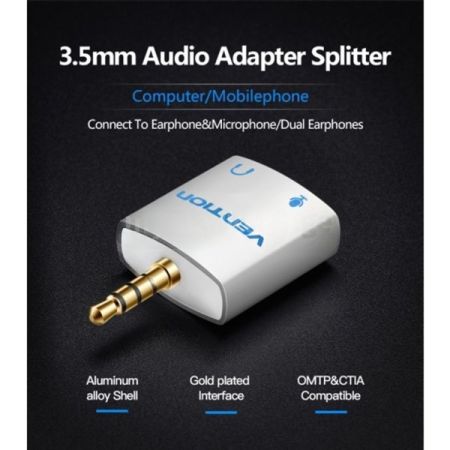 სპლიტერი Vention BDBW0 3.5mm Audio Splitter Connector 1 Male სურათი