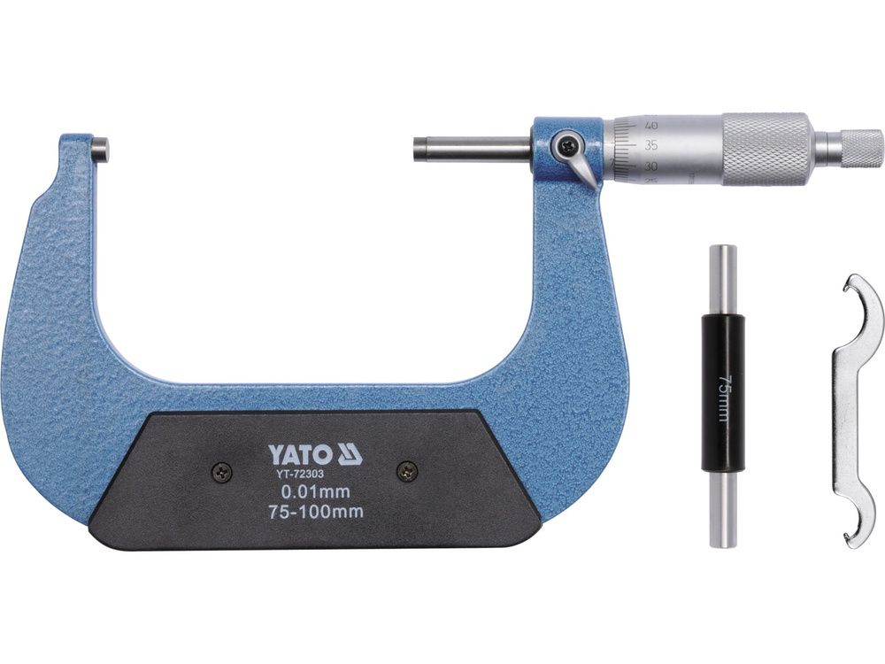მიკრომეტრი YATO YT-72303 – 75-100 მმ მექანიკური მიკრომეტრი ზუსტი გაზომვებისთვის სურათი