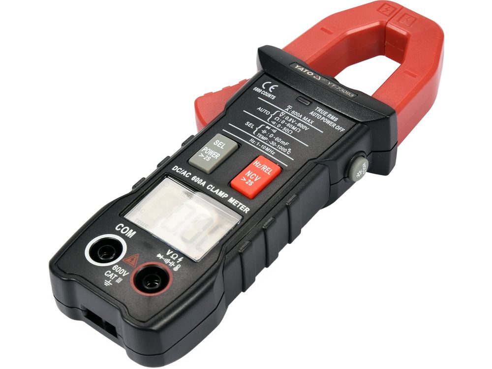 დენის ტესტერი YATO YT-73093 – საკემწვდი ტესტერი 600A-მდე დენისა და ძაბვის ზუსტი გაზომვისთვის სურათი