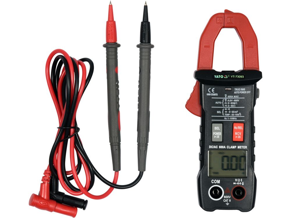 დენის ტესტერი YATO YT-73093 – საკემწვდი ტესტერი 600A-მდე დენისა და ძაბვის ზუსტი გაზომვისთვის სურათი