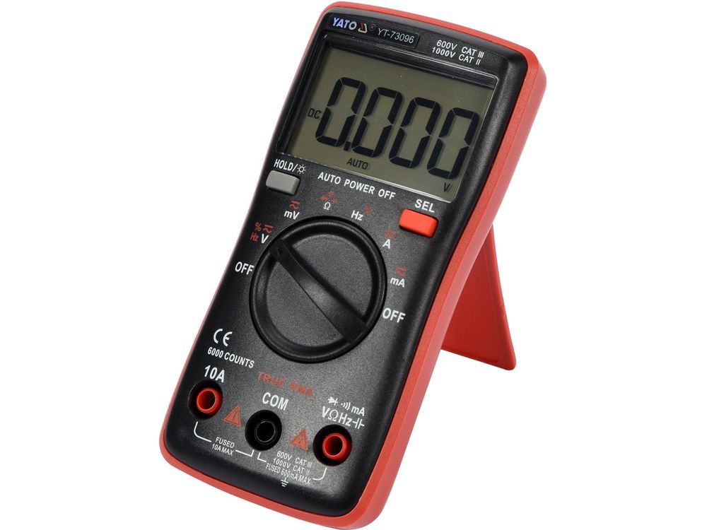 დენის ტესტერი YATO YT-73096 – ციფრული მულტიმეტრი დენის, ძაბვის და სხვა პარამეტრების ზუსტი გაზომვისთვის სურათი
