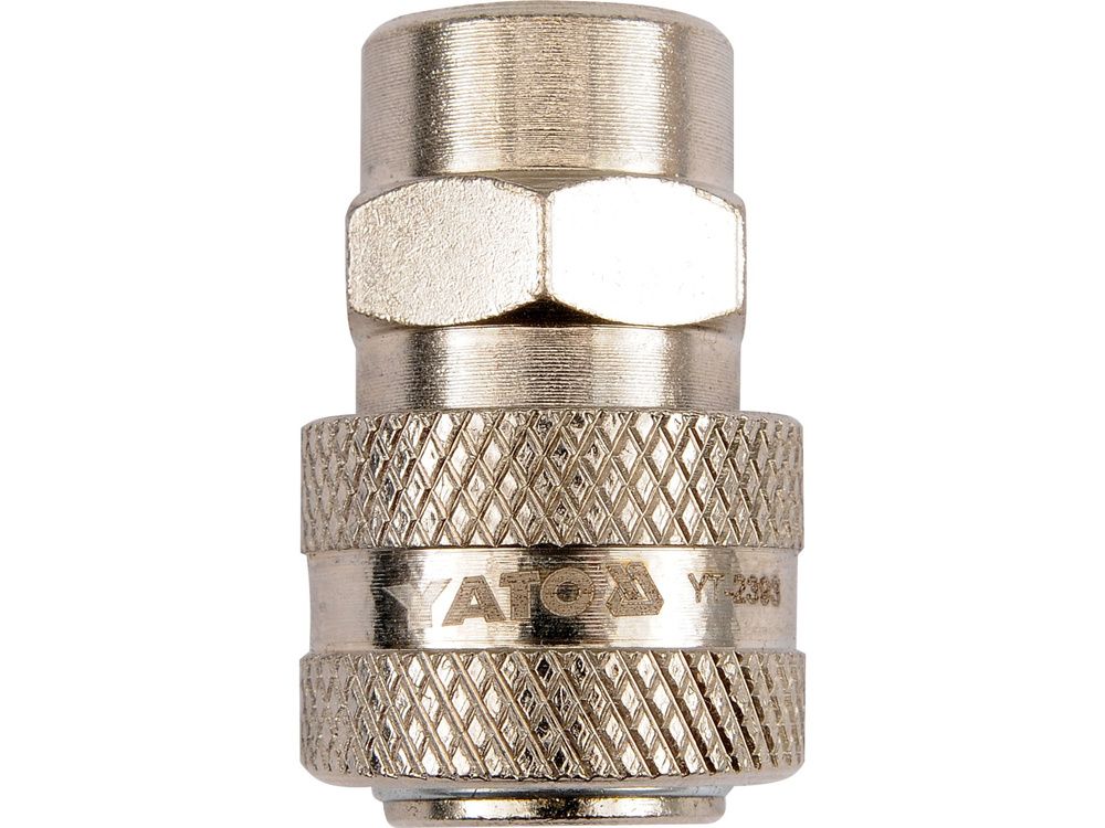შტუცერი YATO YT-2393 – 1/4"(F) x 1/4"(F) ორმხრივად მდედრობითი გადამყვანი პნევმატური სისტემებისთვის სურათი