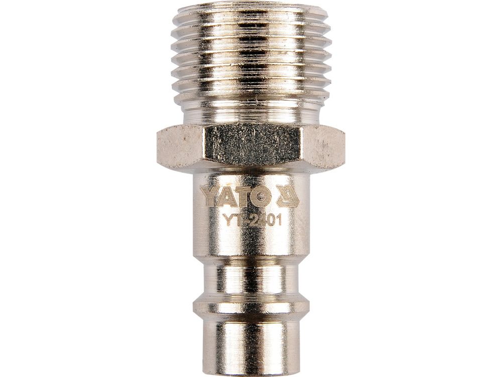 შტუცერი YATO YT-2401 – 3/8"(M) x 1/4"(M) ორმხრივად მამრობითი გადამყვანი პნევმატური სისტემებისთვის სურათი