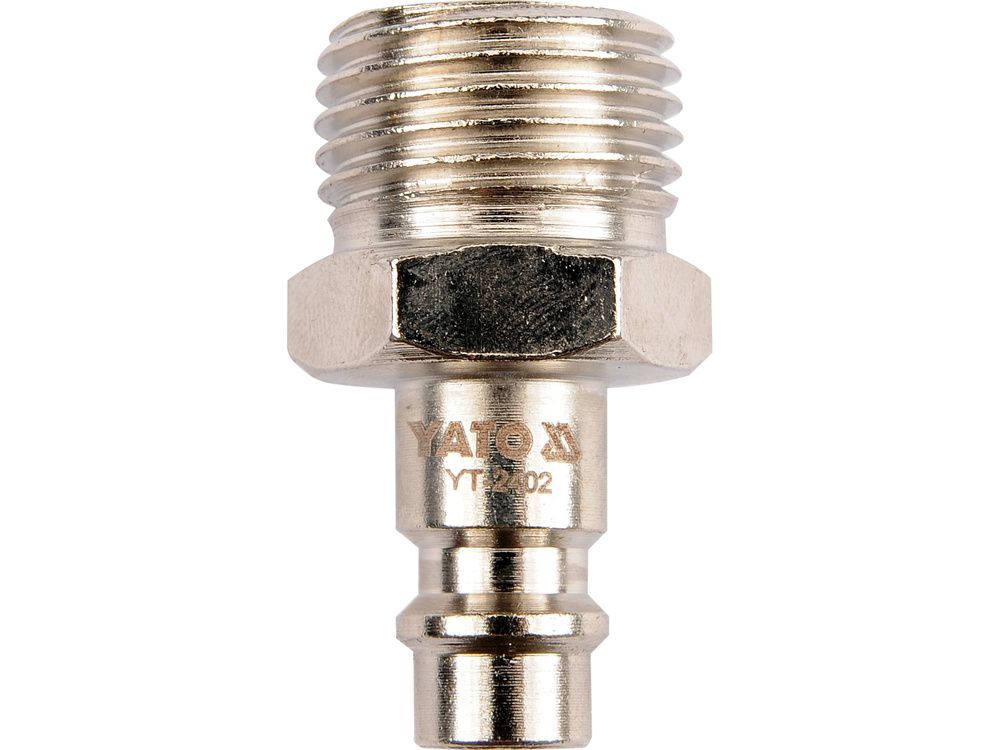 შტუცერი YATO YT-2402 – 1/2"(M) x 1/4"(M) ორმხრივად მამრობითი გადამყვანი პნევმატური სისტემებისთვის სურათი
