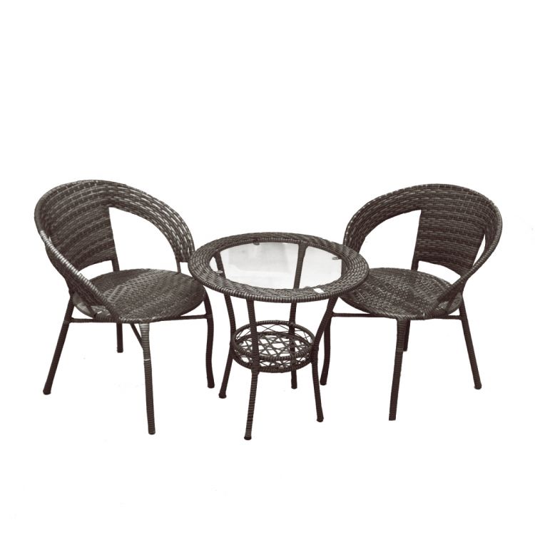 მაგიდა ორი სკამით ყავისფერი პე-001ბ სურათი