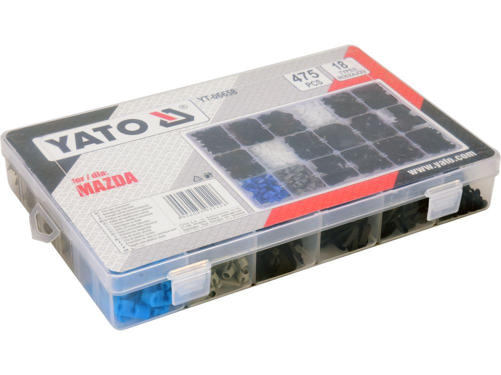 კლიფსების ნაკრები YATO YT-06658 – 475-ცალიანი პროფესიონალური კომპლექტი MAZDA-ის ავტომობილებისთვის სურათი