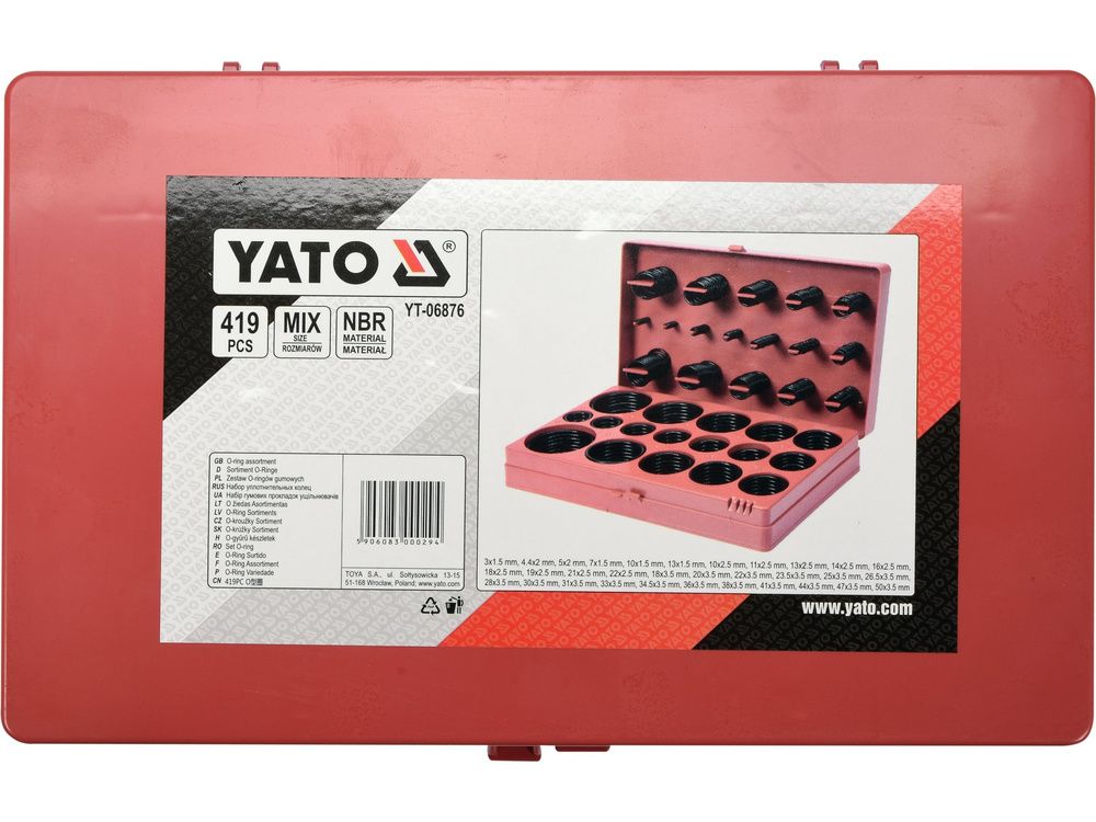 რგოლების ნაკრები YATO YT-06876 – 419-ცალიანი მრავალფორმატიანი კომპლექტი ტექნიკური და სამაგრი სამუშაოებისთვის სურათი