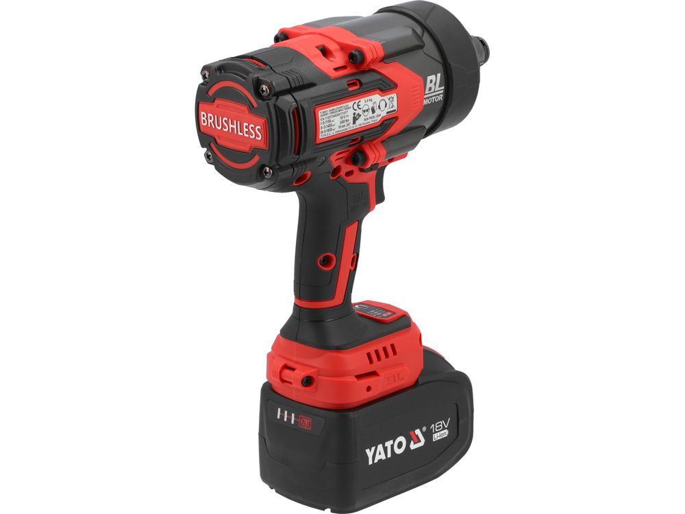 დარტყმითი ქანჩის მოხსნელი YATO YT-828073 (18V, 1700Nm, 3/4", 6Ah ელემენტით) – უკომპრომისო სიმძლავრე მძიმე სამრეწველო სამუშაოებისთვის სურათი