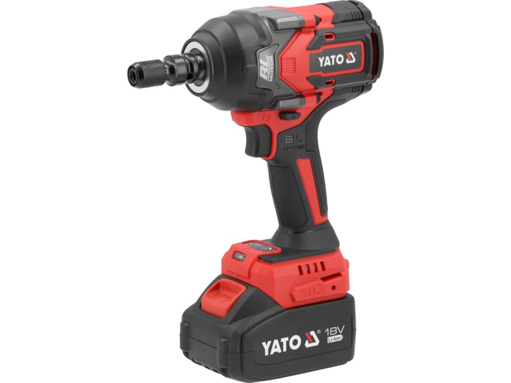 დარტყმითი ქანჩის მოხსნელი YATO YT-828079 (18V, 1700Nm, 1", 6Ah ელემენტით) – მაქსიმალური სიმძლავრე ინდუსტრიული დატვირთვებისთვის სურათი