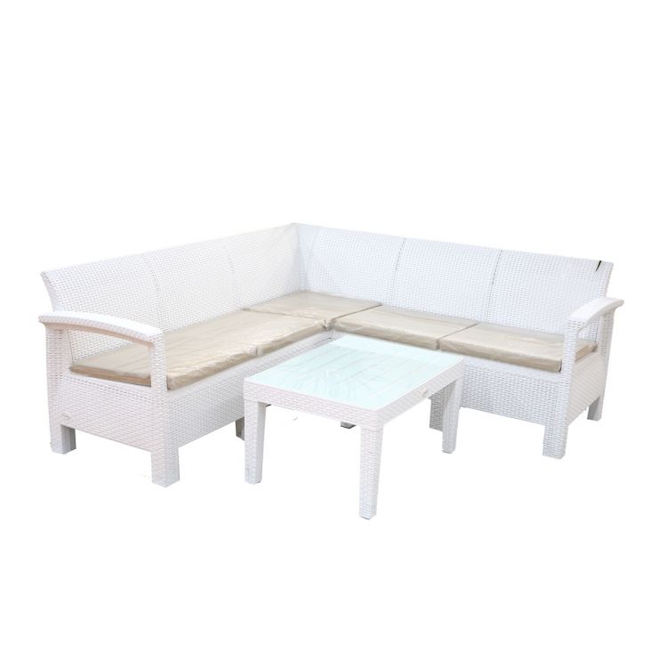 პლ. კუთხის დივანი ნაკრები მოწნული ორნამენტით თეთრი HOLIDAY (FLORIDA) ჰკ-970ბ სურათი