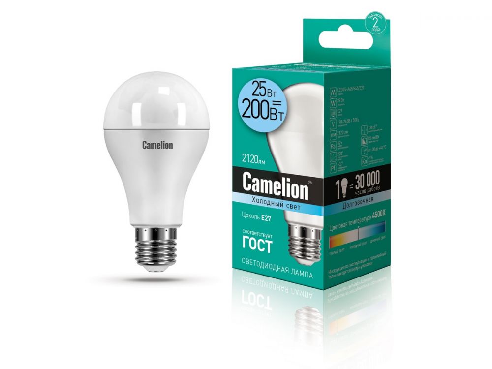 ლედ ნათურა Camelion Led Lamp LED25-A65/845/E27 25ვატი ცივი ნათება სურათი