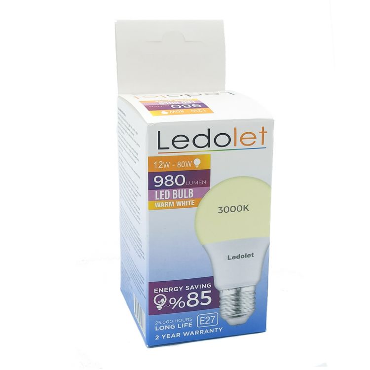 ლედ ნათურა Ledolet 12w E27 3000K სურათი