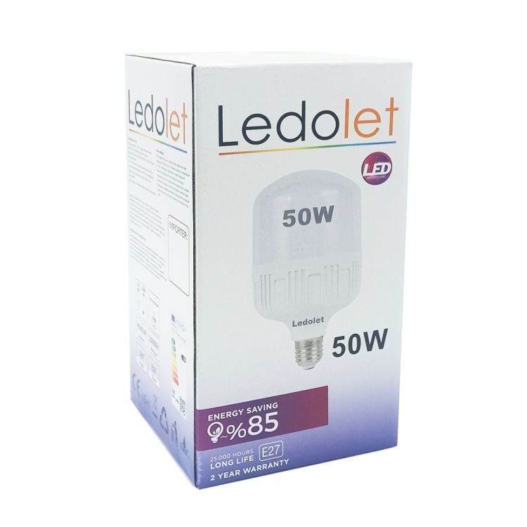 ლედ ნათურა Ledolet 50w E27 6500K LED bulb სურათი