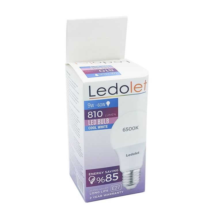 ლედ ნათურა Ledolet 9w E27 6500K LED bulb სურათი