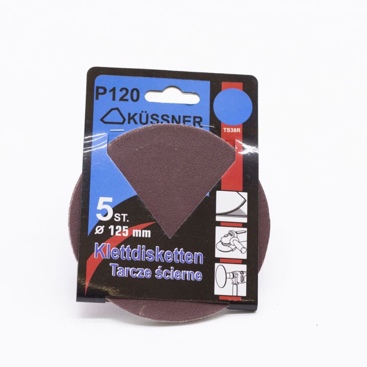 ზუმფარა სამაგრი ფხრიწით 125მმ P120, წითელი, (1050-381212) სურათი