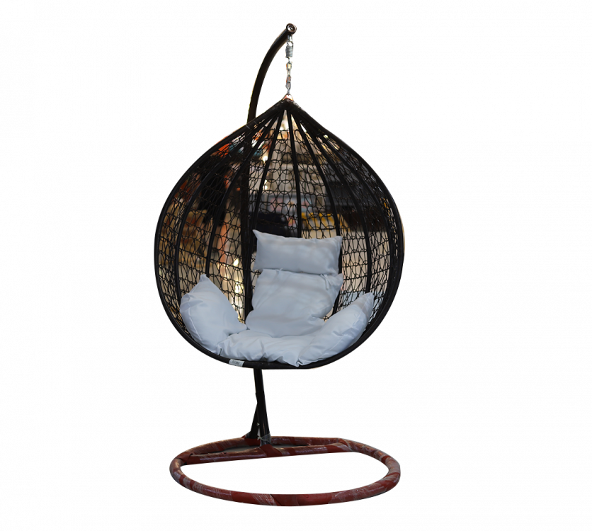 საქანელა-სავარძელი SC-001 (ყავისფერი თეთრი ბალიშით) სურათი