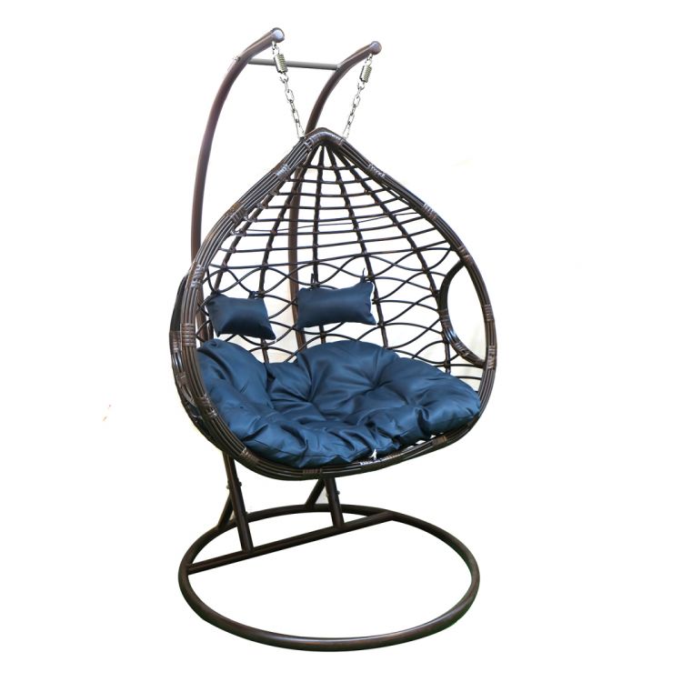 ბუდე საქანელა ორადგილიანი SC-025 ყავისფერი მუქი ნაცრისფერი ბალიშით სურათი