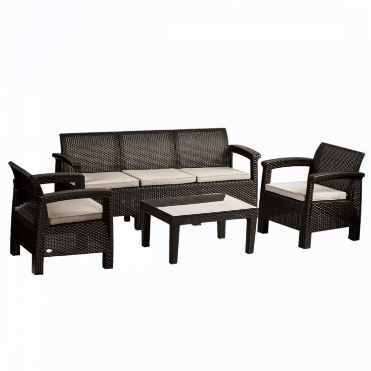 პლ. მაგიდა სკამის ნაკრები მოწნული ორნამენტით HOLIDAY ჰკ-965კ ყავისფერი სურათი