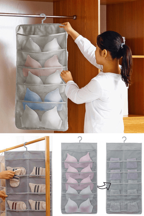 საკიდი ორგანაიზერი საცვლებისთვის - ორმხრივი დიზაინი, 15 განყოფილებით სურათი