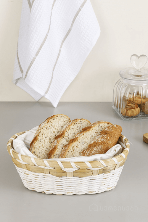 მოწნული კალათა - პურისა და ფუნთუშებისთვის, ესთეტიკური და პრაქტიკული დიზაინით სურათი