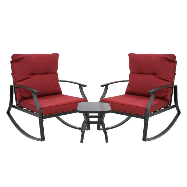 მაგიდა 2 სკამით MH-20700 შინდისფერი ბალიშებით სურათი