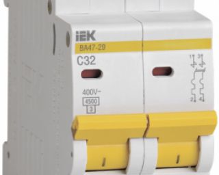 ავტომატური ამომრთველი. ВА47-29 2P 32A 4,5кА х-ка C IEK