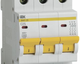 ავტომატური ამომრთველი. ВА47-29 3P 25A 4,5кА х-ка C IEK