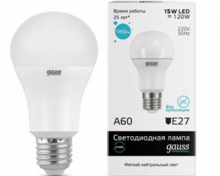 ლედ ნათურა Gauss A60 15W E27 4100K el - 23225