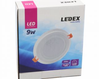 ლედ პანელი მრგვალი შუშის LEDEX LED Glass Down Light (Round) 9w 3000K