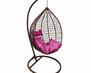 საქანელა-სავარძელი SC-001 (ყავისფერი შინდისფერი ბალიშით)