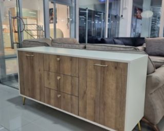 ლამინატის კომოდი კარადებითა და უჯრებით (150x45x75 სმ)