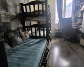 ნატურალური ხის ორსართულიანი საწოლი + დივან-საწოლი