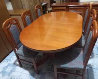 ევროპული ხარისხი – გერმანული გასაშლელი მაგიდა + 6 სკამი