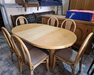 გერმანული პრემიუმ კომპლექტი – Bofigo-ს გასაშლელი მაგიდა + 6 სკამი