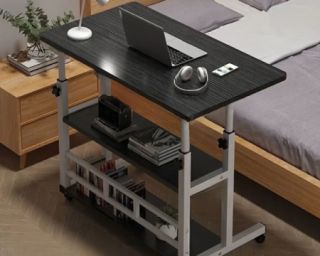მობილური კომპიუტერის მაგიდა (შავი) – რეგულირებადი სიმაღლით