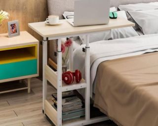 მულტიფუნქციური მობილური მაგიდა – რეგულირებადი სიმაღლით და თაროებით