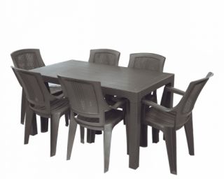 მაგიდა 140*80 6 სკამით FLORA  ყავისფერი