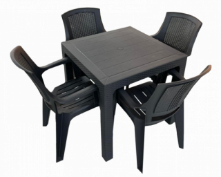 მაგიდა 80*80 4 სკამით FLORA  ანტრაციტი