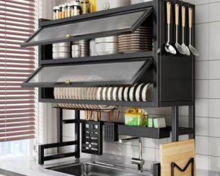 მრავალფუნქციური ჭურჭლის საშრობი თარო-კარადა (4-სართულიანი)