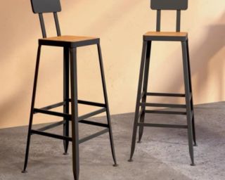 ინდუსტრიული სტილის ბარის სკამი – რკინისა და ხის დახვეწილი კომბინაცია