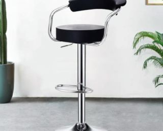 თანამედროვე ბარის სკამი – ელეგანტური ნახევარწრიული დიზაინი და რბილი სათავსო