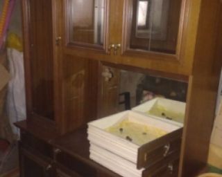 კლასიკური მისაღები ოთახის კარადა – მასიური კონსტრუქცია და ვინტაჟური სტილი