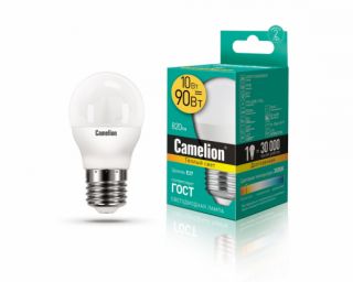ლედ ნათურა Camelion LED ნათურა Lamp - LED10-G45/830/E27 10ვატი თბილი ნათება